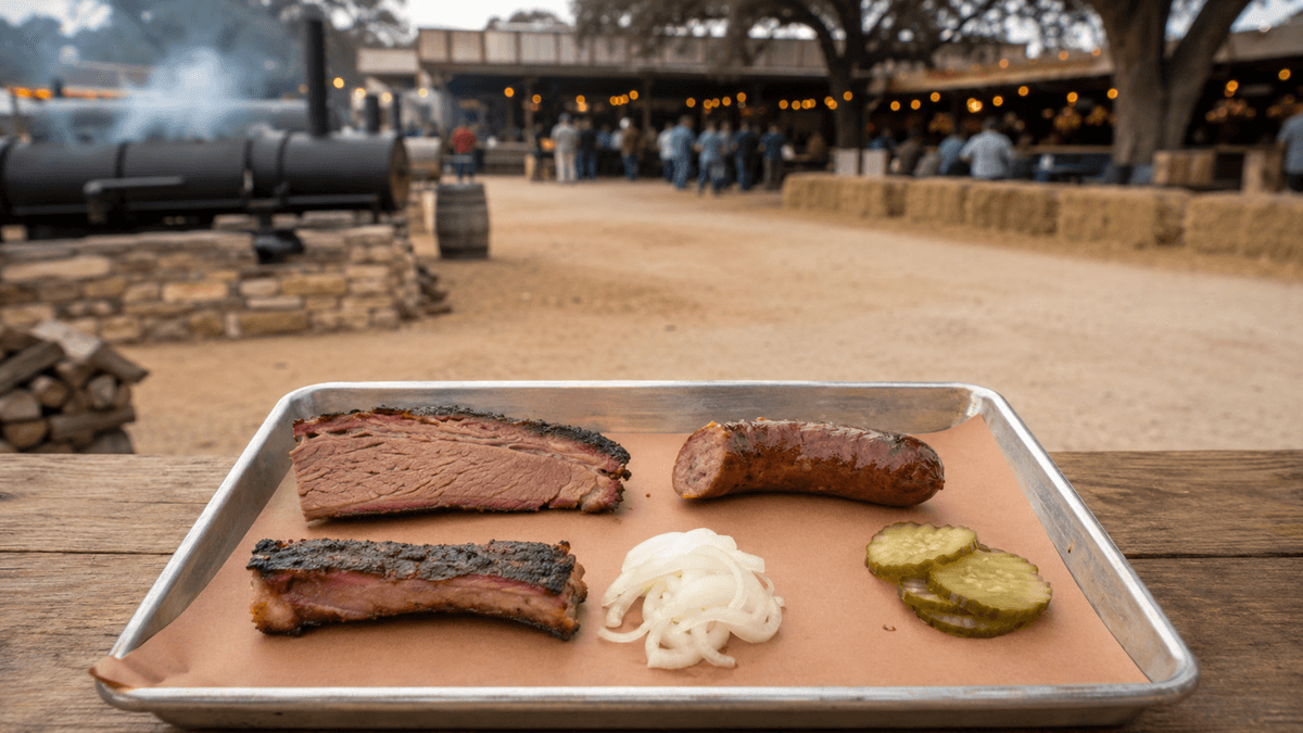 Barbecue evaluation scene comparing expectation with evidence from the plate