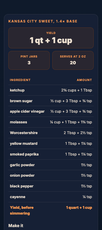 Sauce Batch Scaler on a phone, showing its results.
