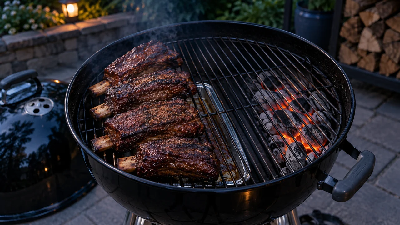 Beef Short Ribs on a Kettle Grill